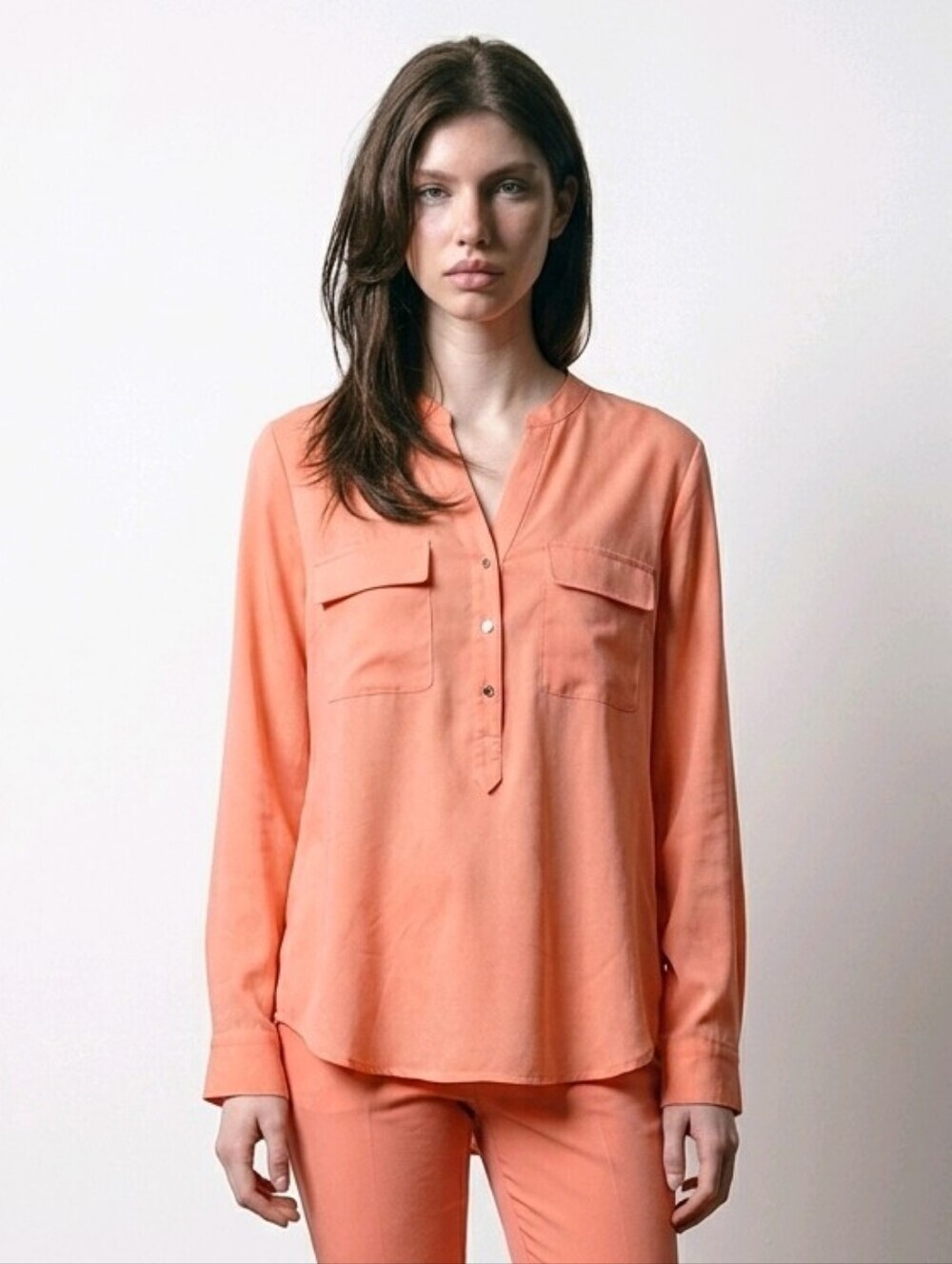 NWT Ivanka Trump Melon Roll Up Sleeve Blouse Sz S